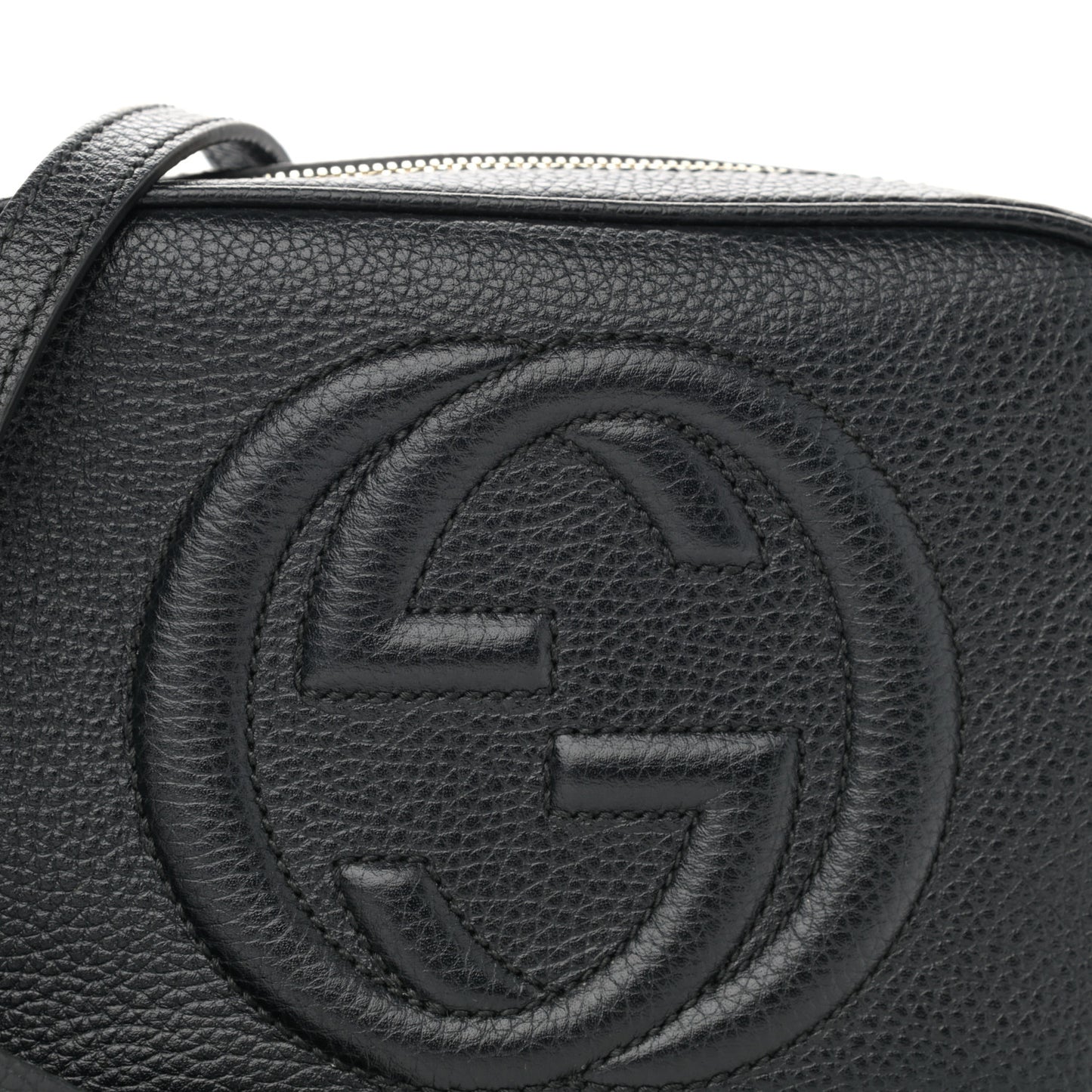 Pebbled Calfskin Small Soho Disco Bag Black