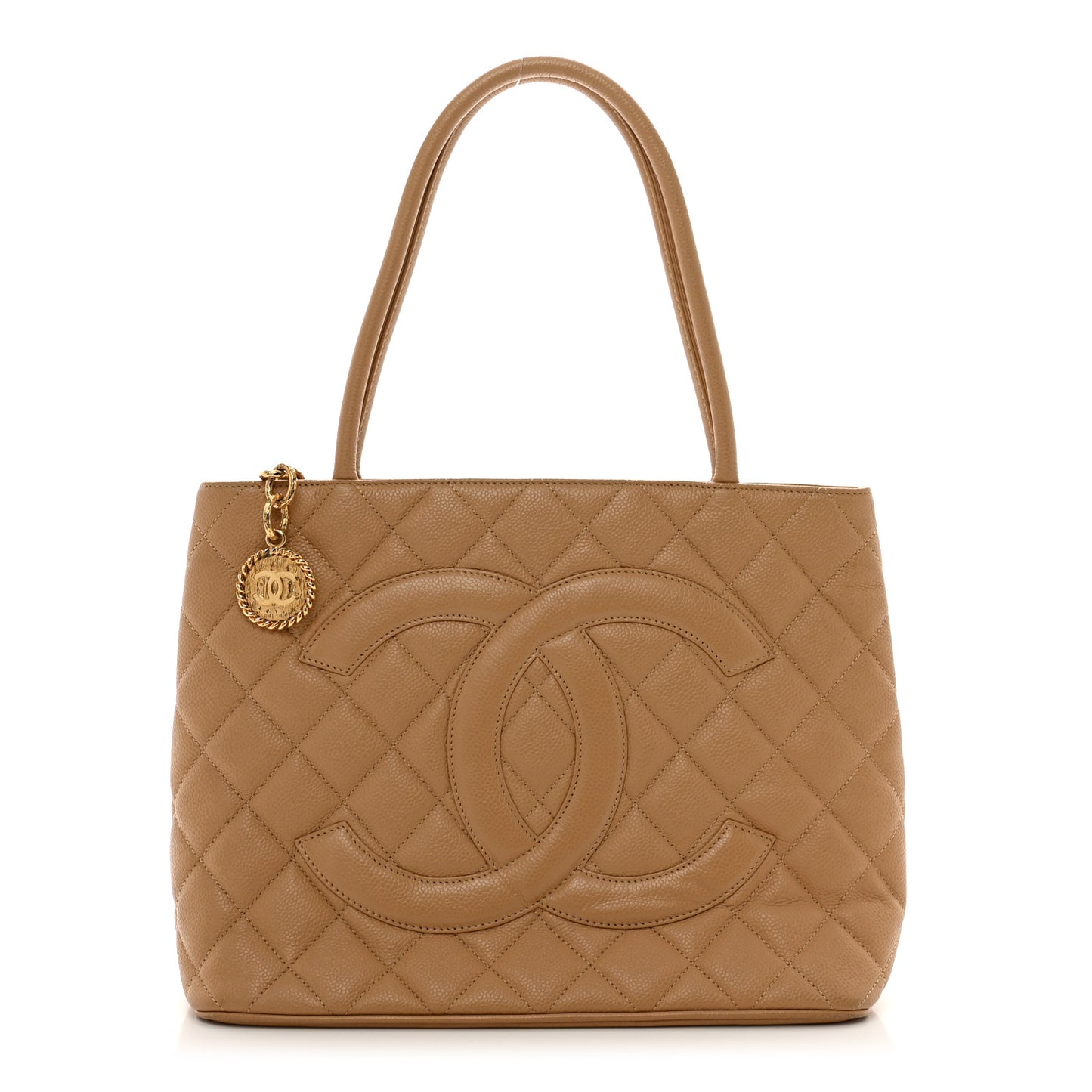 Caviar Quilted Medallion Tote Beige