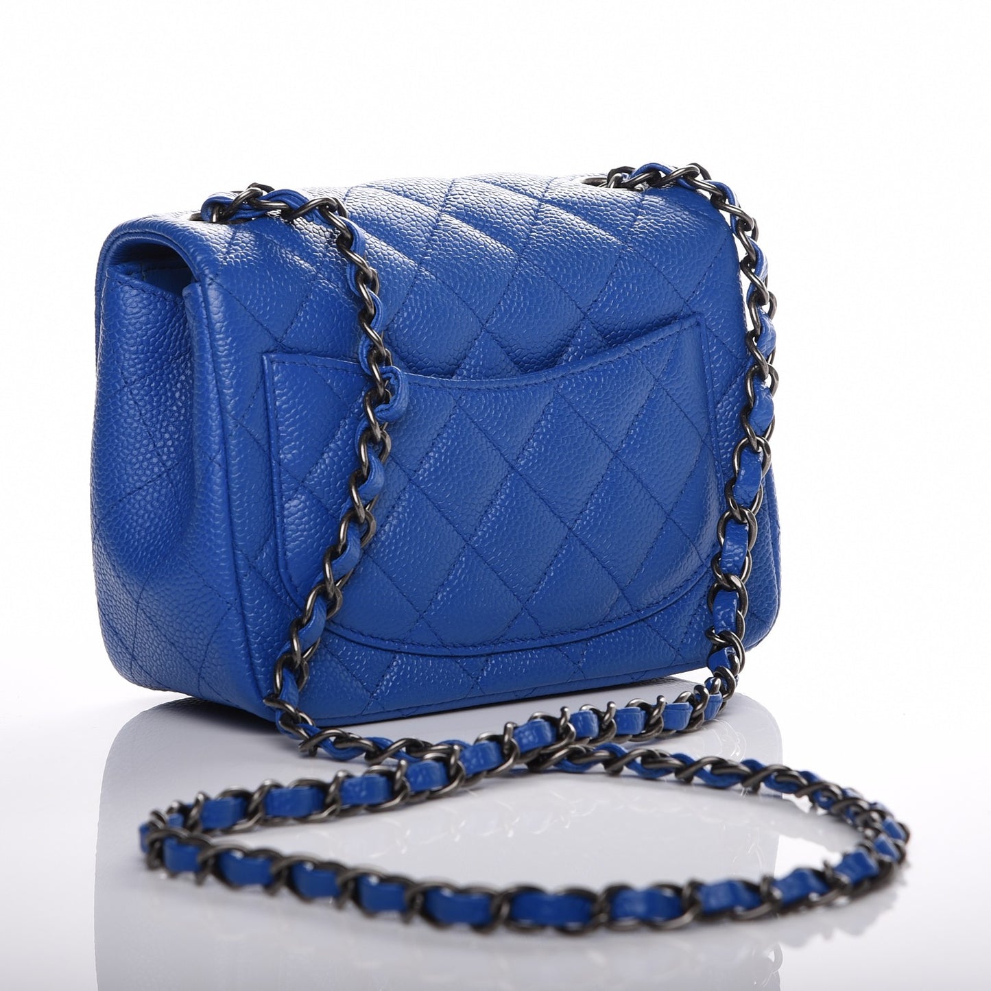 Caviar Quilted Mini Square Flap Blue