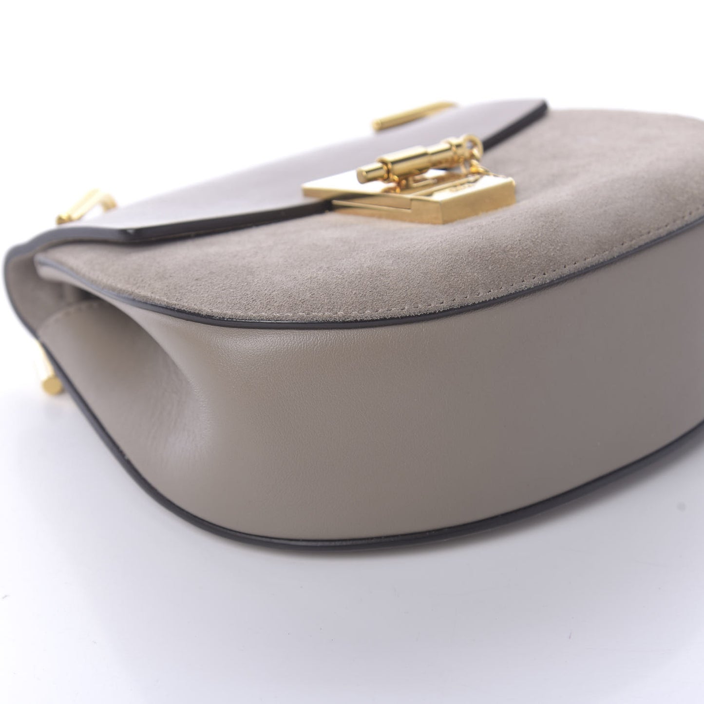 Suede Smooth Calfskin Mini Drew Shoulder Bag Motty Grey