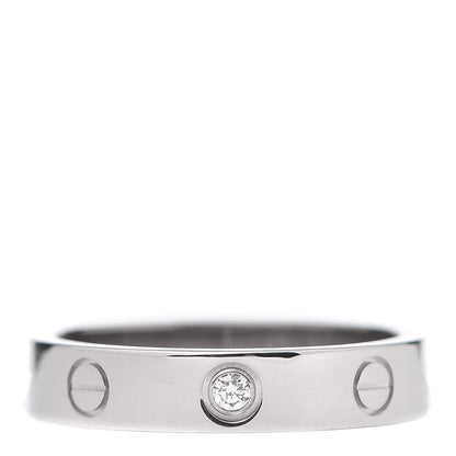 Cartier 18K White Gold Diamond 4mm LOVE Wedding Band Ring 53 6.25 1 of 6