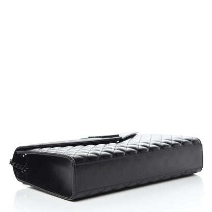 Saint Laurent Grain De Poudre Textured Mixed Matelasse Large Triquilt Monogram Monochrome Satchel Black 4 of 10