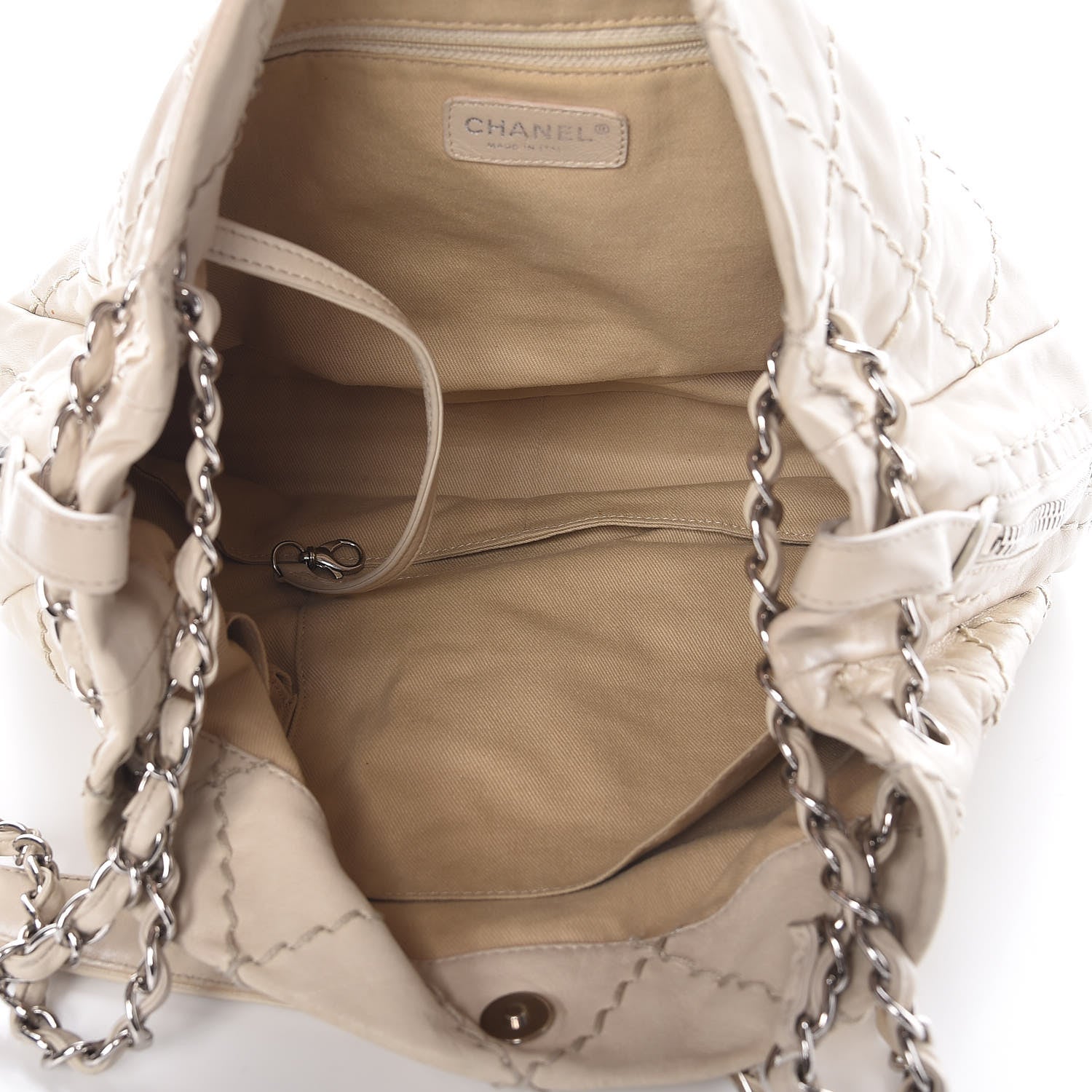 Chanel Lambskin Stitched Expandable Tote Ivory 5 of 14