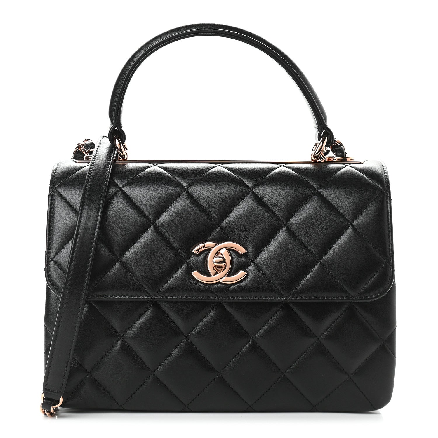 Chanel Lambskin Quilted Small Trendy CC Dual Handle Flap Bag Black 1 of 8