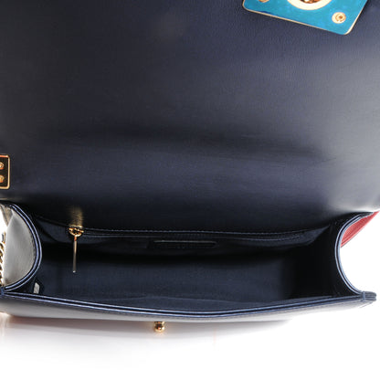 Chanel Lambskin Cube Embossed Large Boy Flap Navy Blue 6 of 11