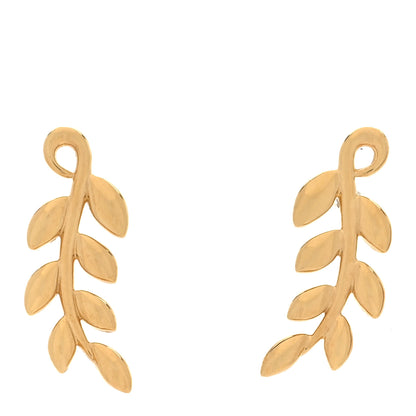 Tiffany 18K Yellow Gold Paloma Picasso Olive Leaf Climber Earrings 1 of 5