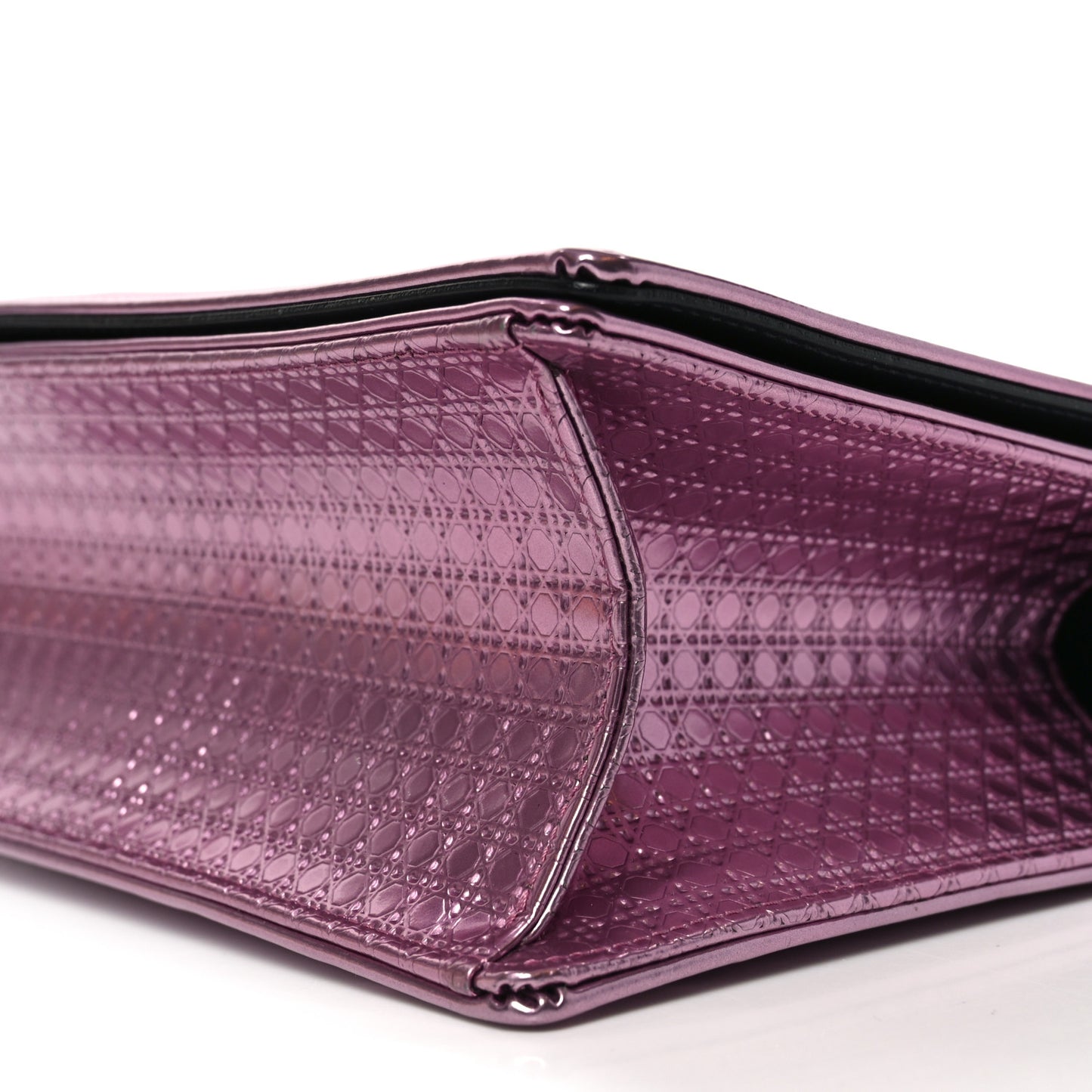 Metallic Patent Micro-Cannage Medium Diorama Flap Bag Pink