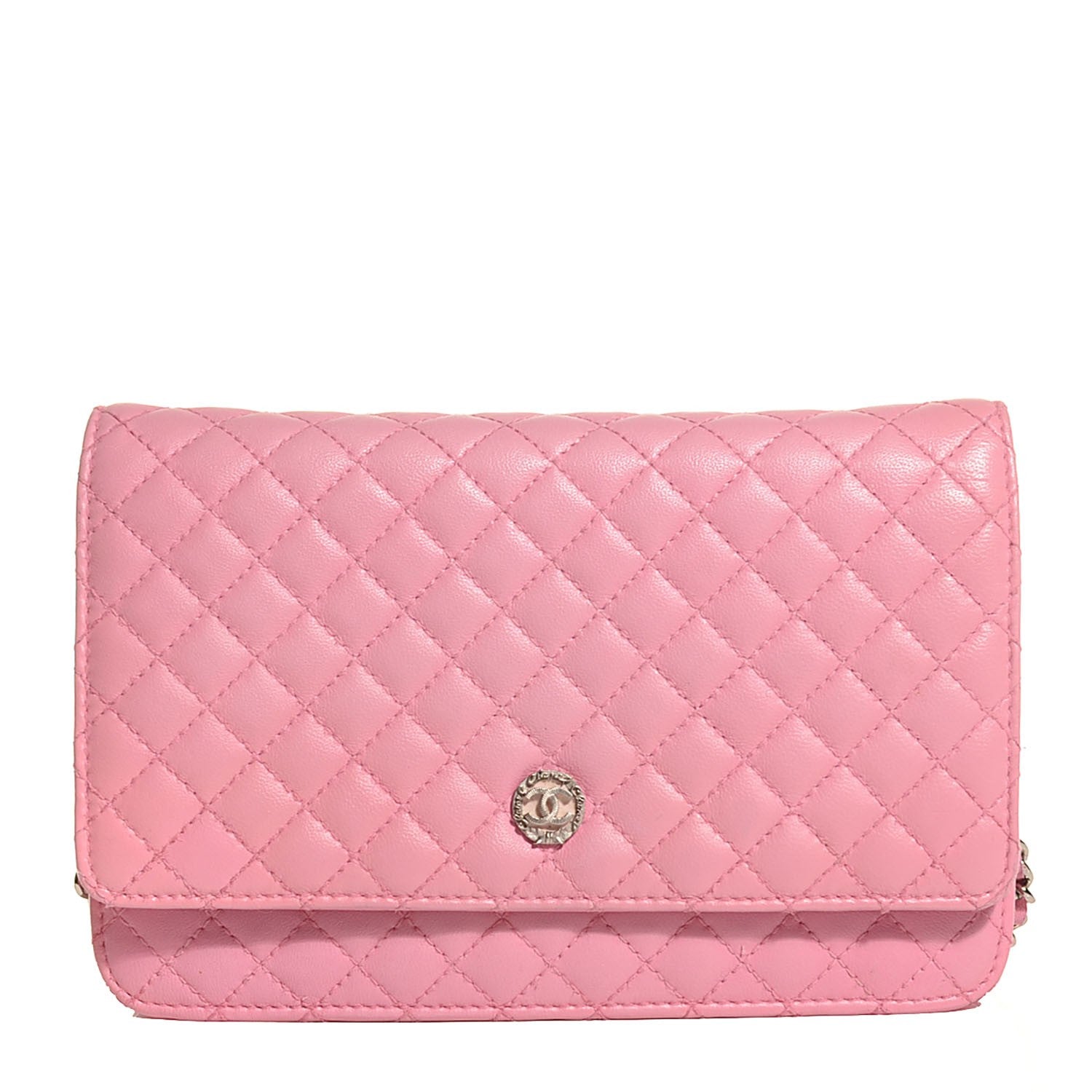 Chanel Lambskin Micro Quilted Wallet On Chain WOC Pink 1 of 9
