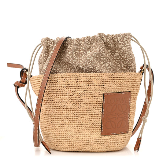 Calfskin Raffia Anagram Paulas Ibiza Pochette Bag Natural Tan