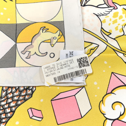 Hermes Silk L'Epopee D'Hermes Detail Scarf 70 Gris Jaune Rose 2 of 5