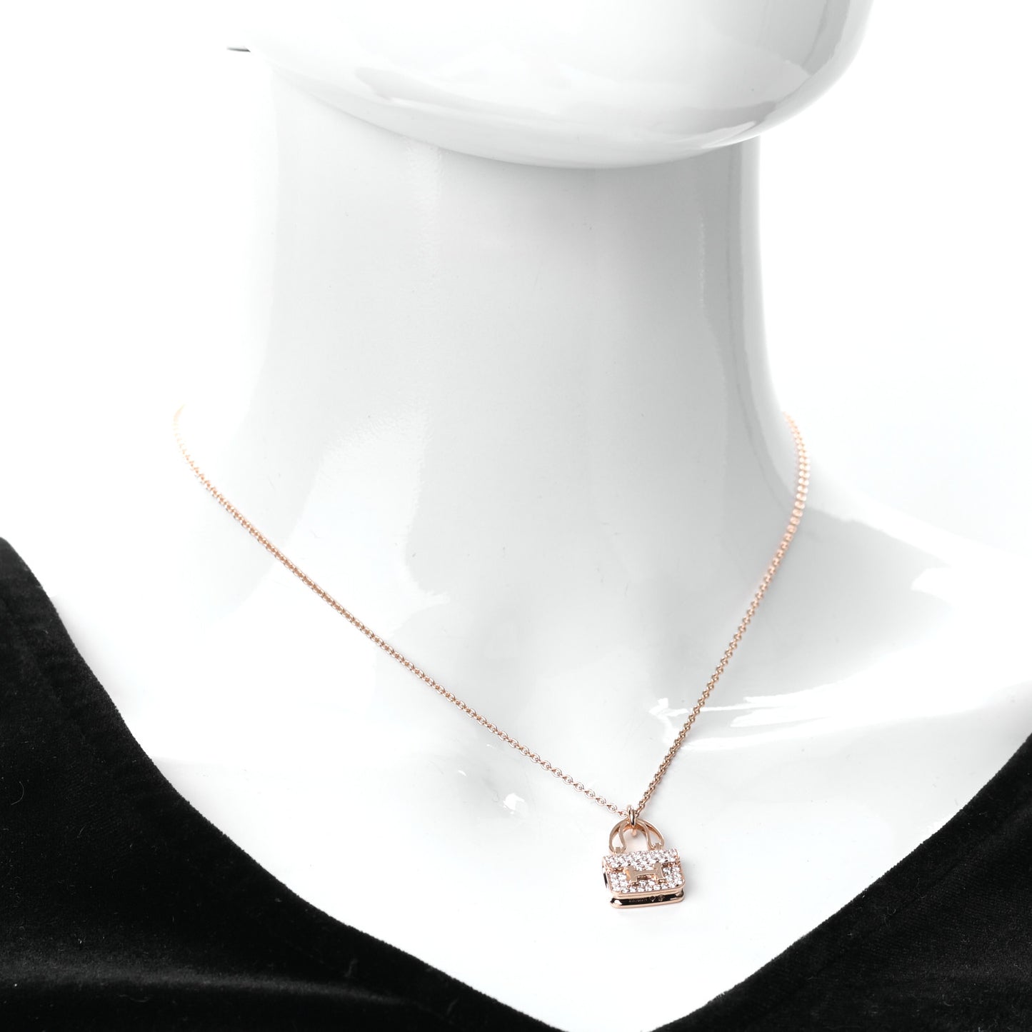 18K Rose Gold Diamond Constance Amulettes Pendant Necklace