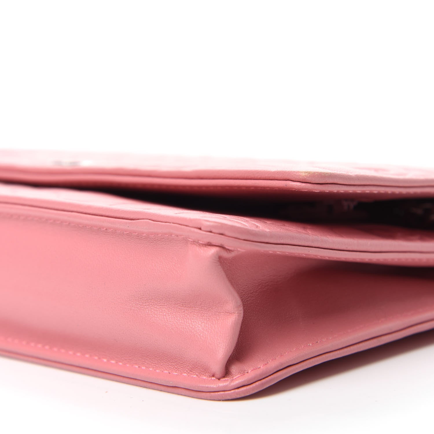 Chanel Lambskin Camellia Embossed Wallet On Chain WOC Pink 7 of 11