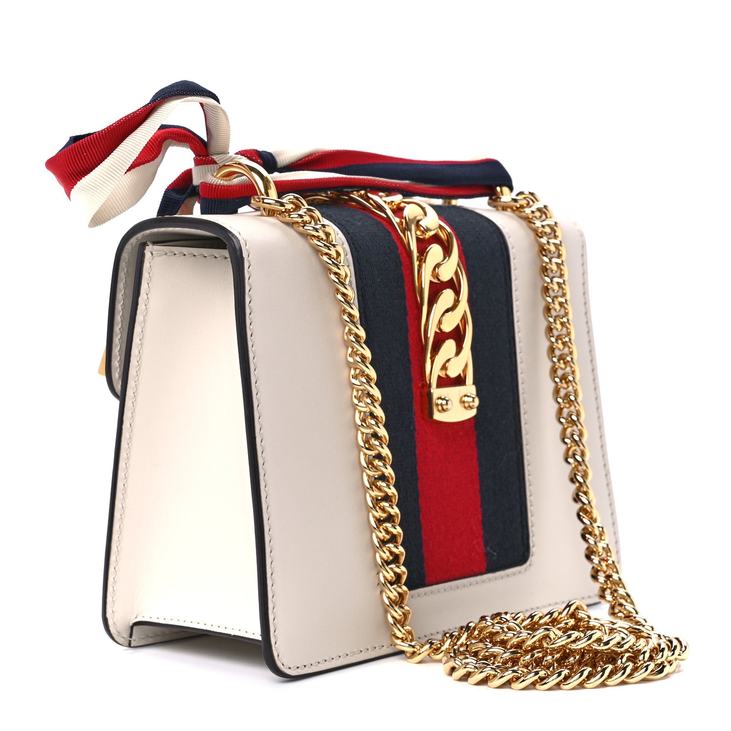Gucci Calfskin Mini Sylvie Chain Shoulder Bag White 3 of 13