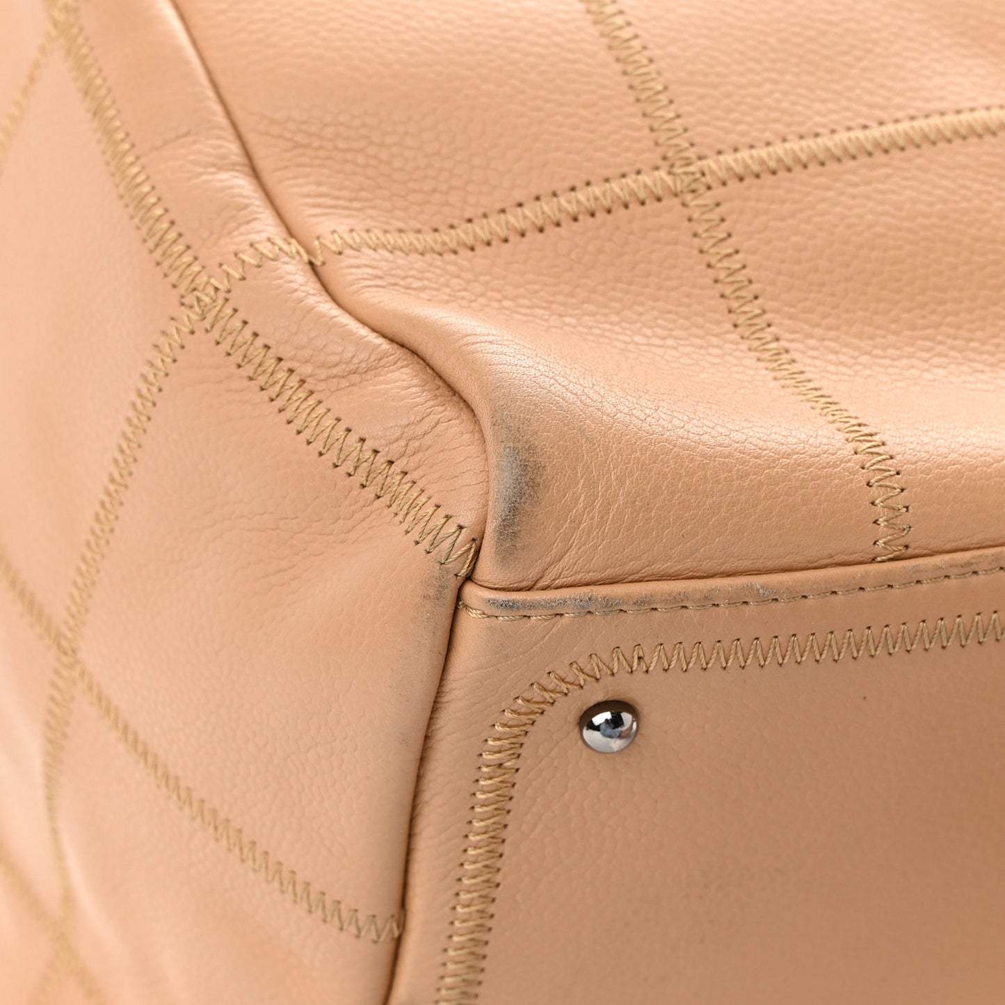 Caviar Square Stitched Bowler Beige