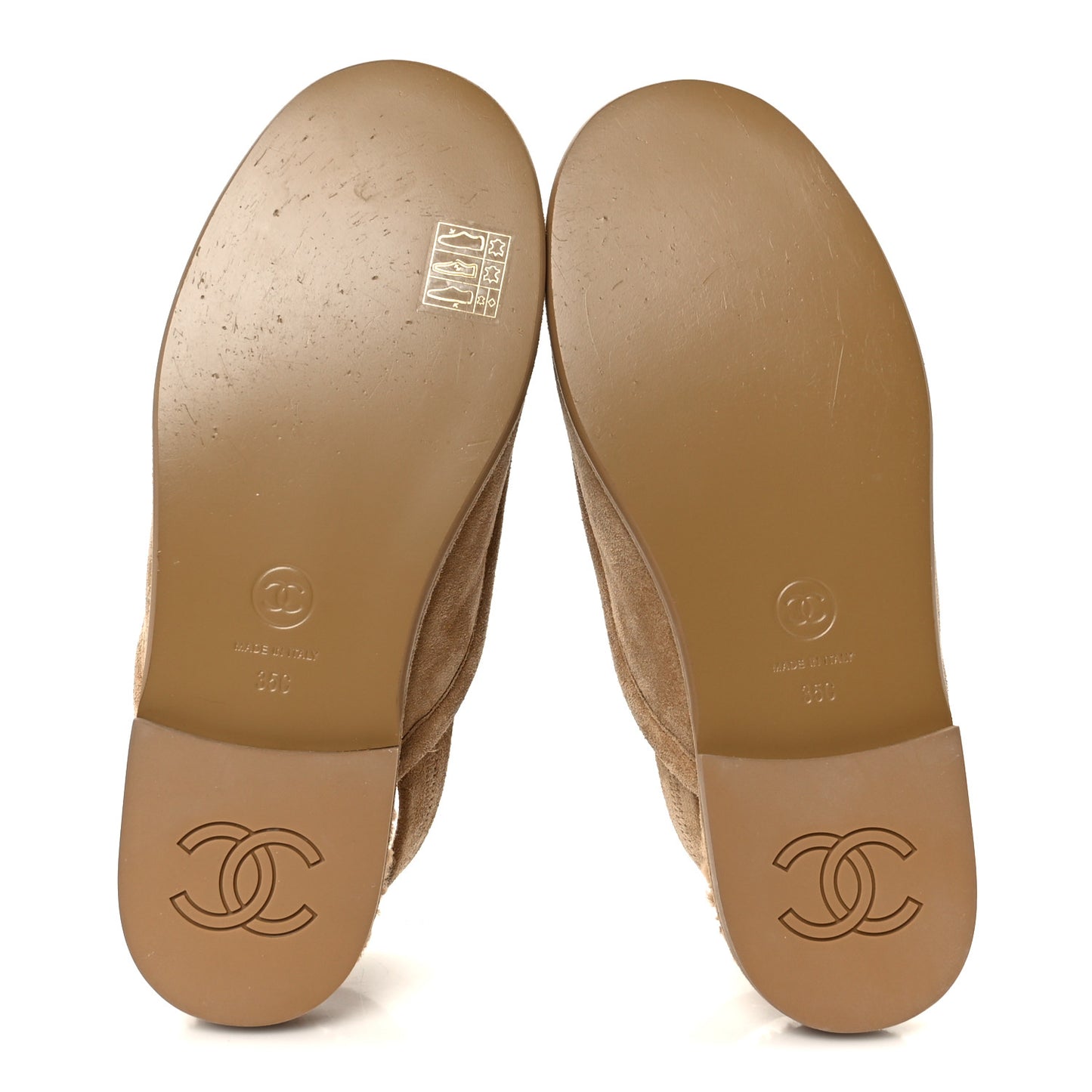 Suede Calfskin CC Slingback Loafers 35 Dark Beige