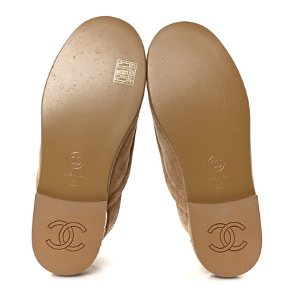 Chanel Suede Calfskin CC Slingback Loafers 35 Dark Beige 6 of 10