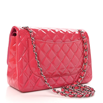 Chanel Patent Quilted Jumbo Double Flap Pink 4 of 19
