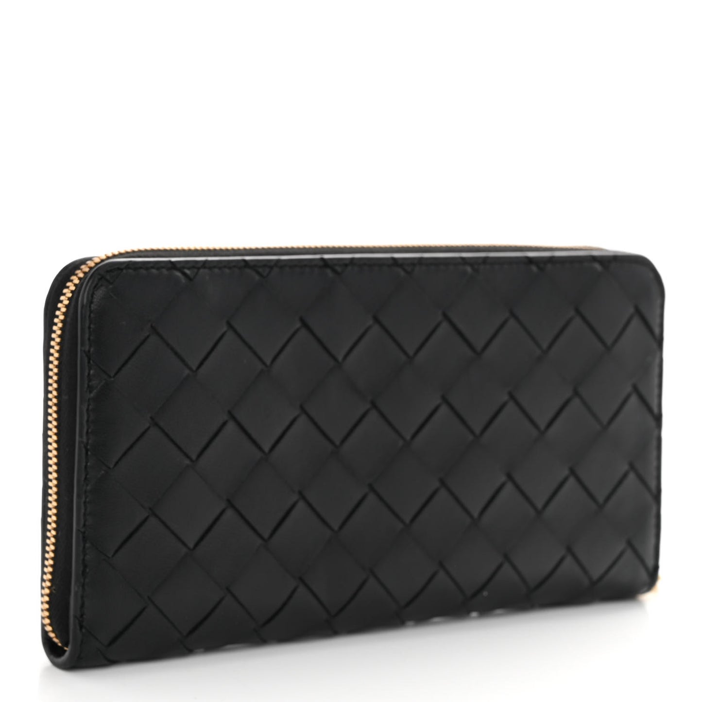 Nappa Intrecciato Zip Around Wallet Black