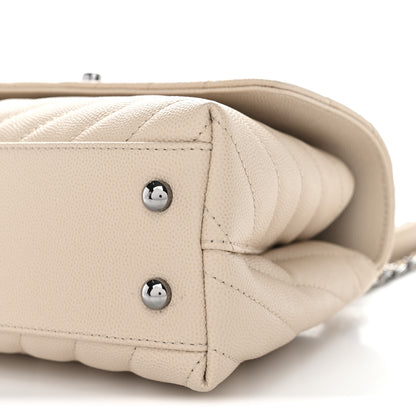 Chanel Caviar Chevron Quilted Mini Coco Handle Flap Beige 11 of 12