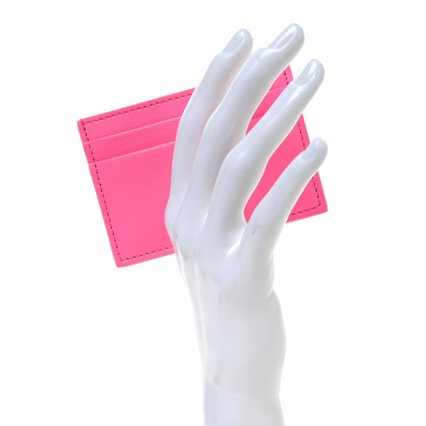 Calfskin Skull Card Holder Pink
