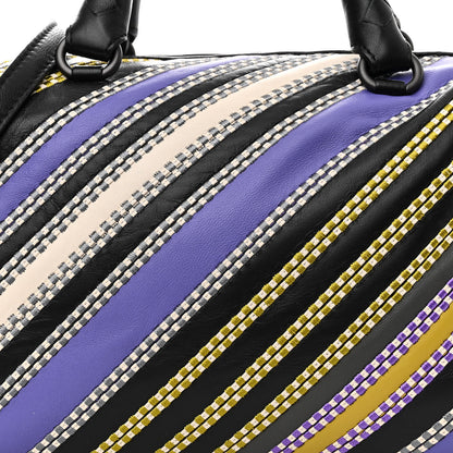 Bottega Veneta Nappa Diagonal Stripe Boston Lavender Black Multi 8 of 10