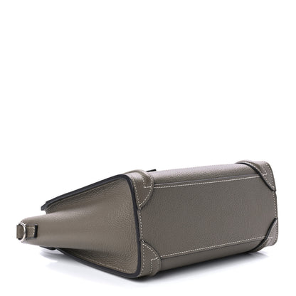 Celine Drummed Calfskin Nano Luggage Souris 4 of 12