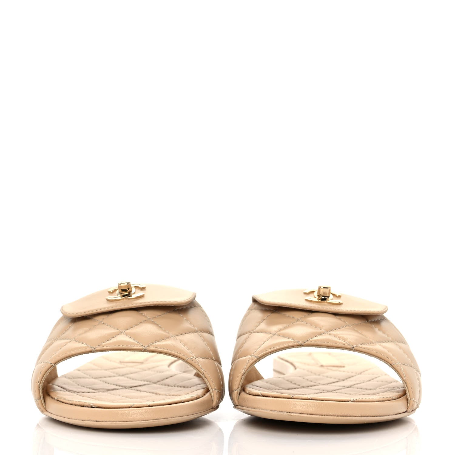 Chanel Lambskin Quilted CC Turnlock Sandals 40 Beige 2 of 9
