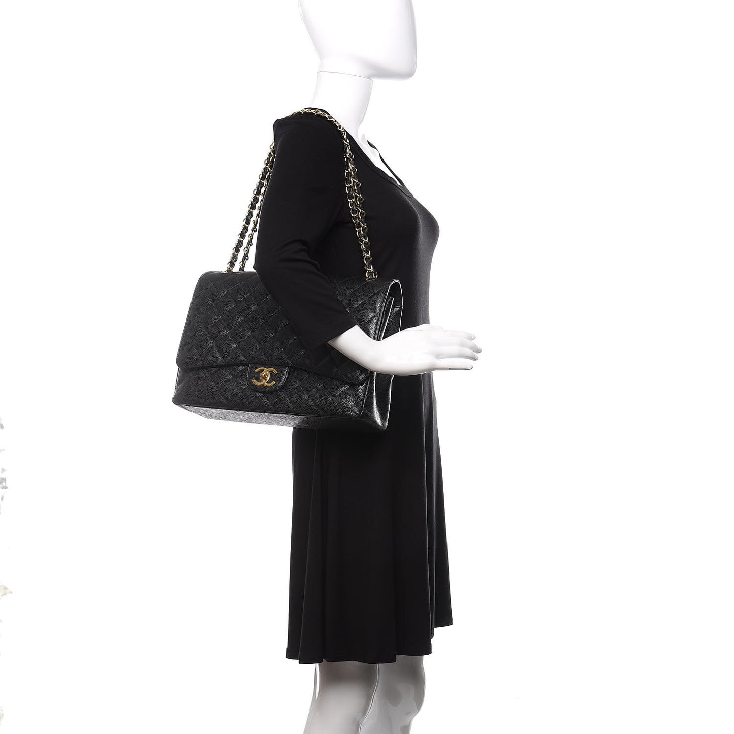 Caviar Quilted Maxi Double Flap Black