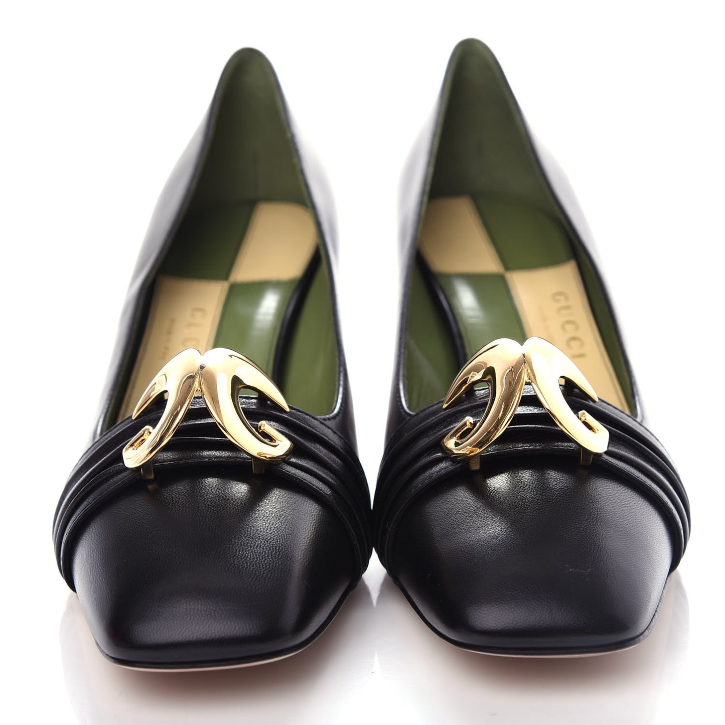 Malaga Kid Half Moon GG Square Toe Pumps 39 Black