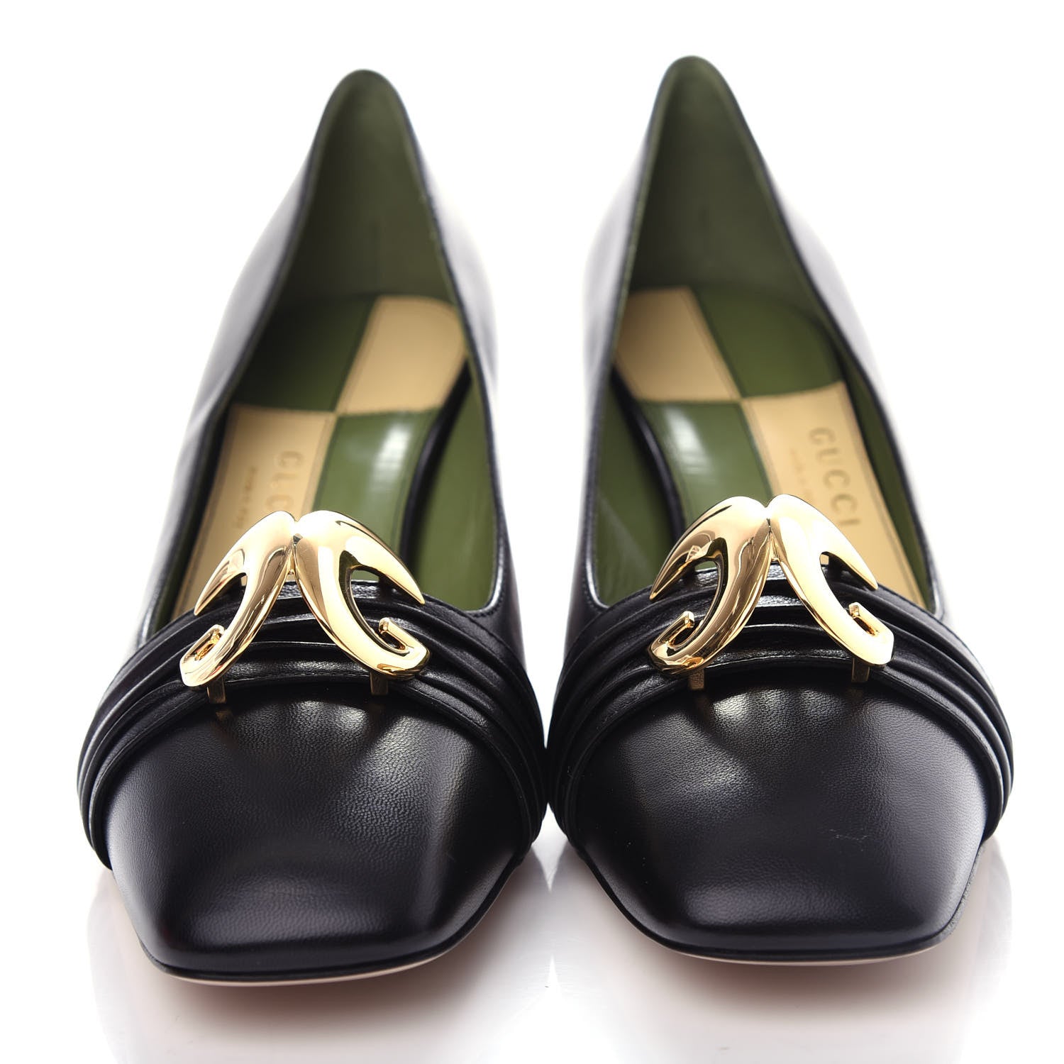 Gucci Malaga Kid Half Moon GG Square Toe Pumps 39 Black 5 of 11