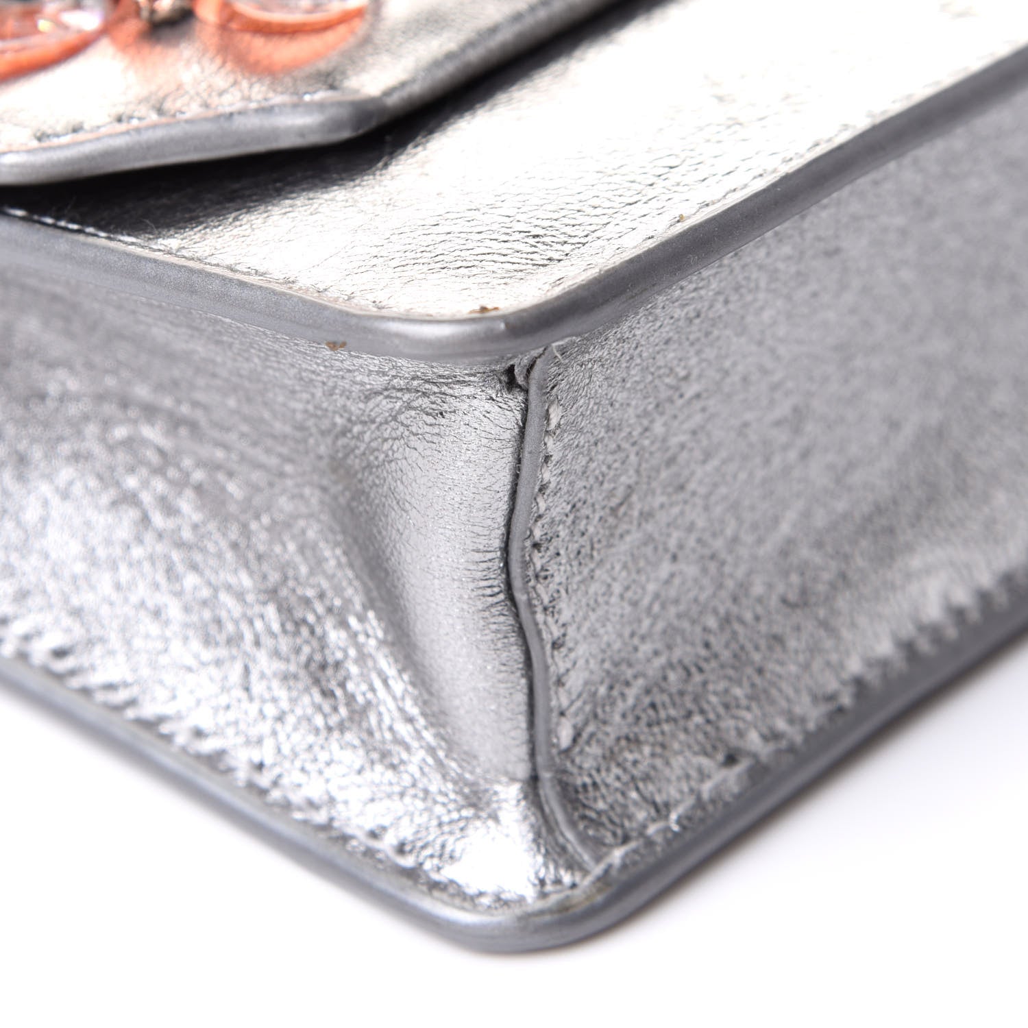 Miu Miu Metallic Embellished Crystal Shoulder Bag Silver 8 of 9