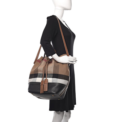 Burberry Canvas House Check Medium Bucket Tan 2 of 10