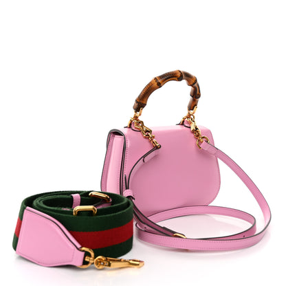 Gucci Boarded Dyana Lux Calfskin Web Mini Bamboo 1947 Top Handle Bag Nice Pink 3 of 10