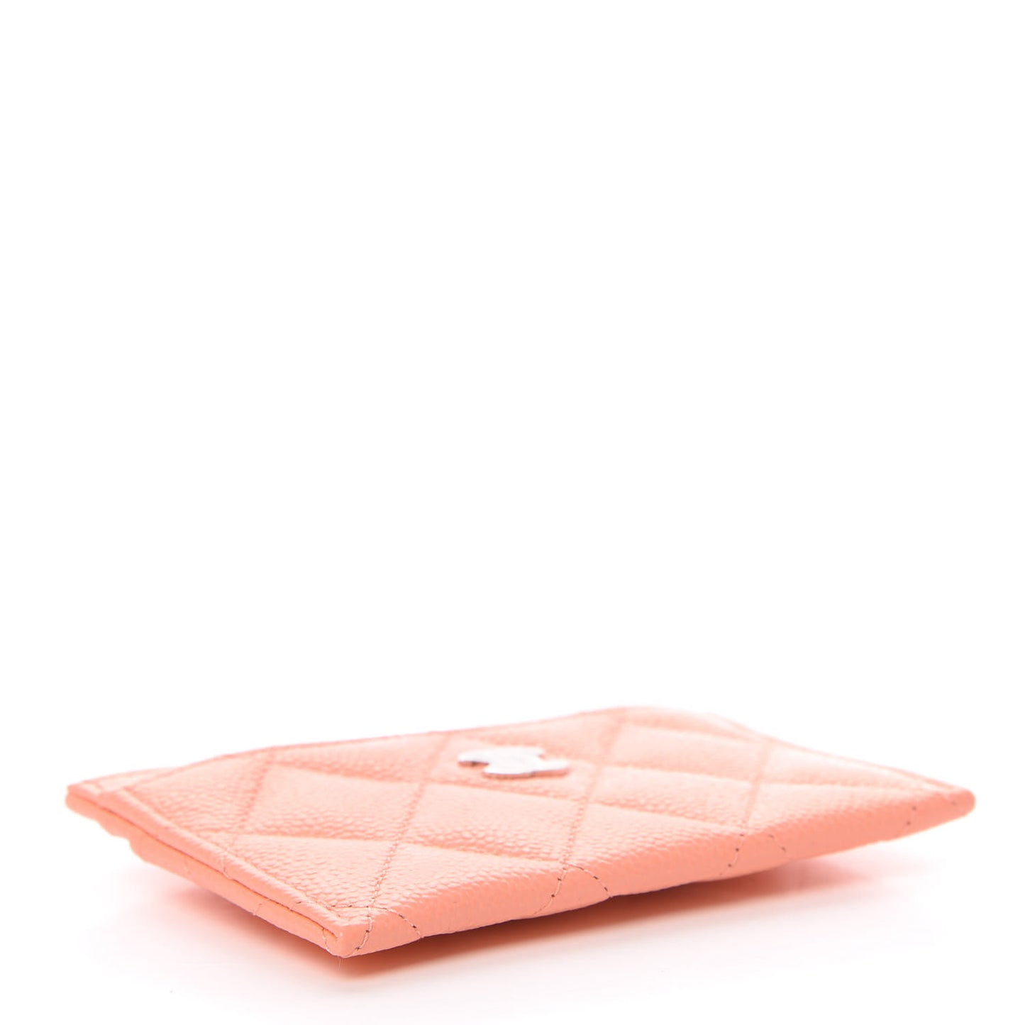 Caviar Quilted Card Holder Coral