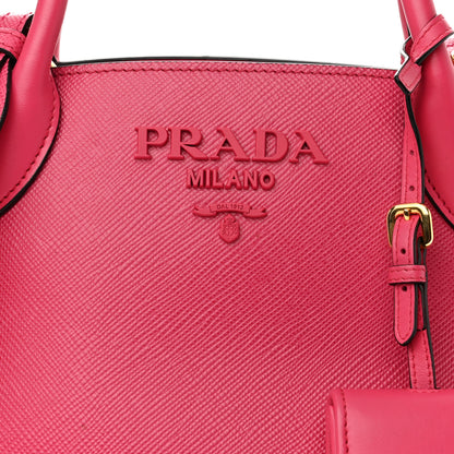 Prada Saffiano Cuir Calfskin Small Monochrome Top Handle Tote Magenta 7 of 10