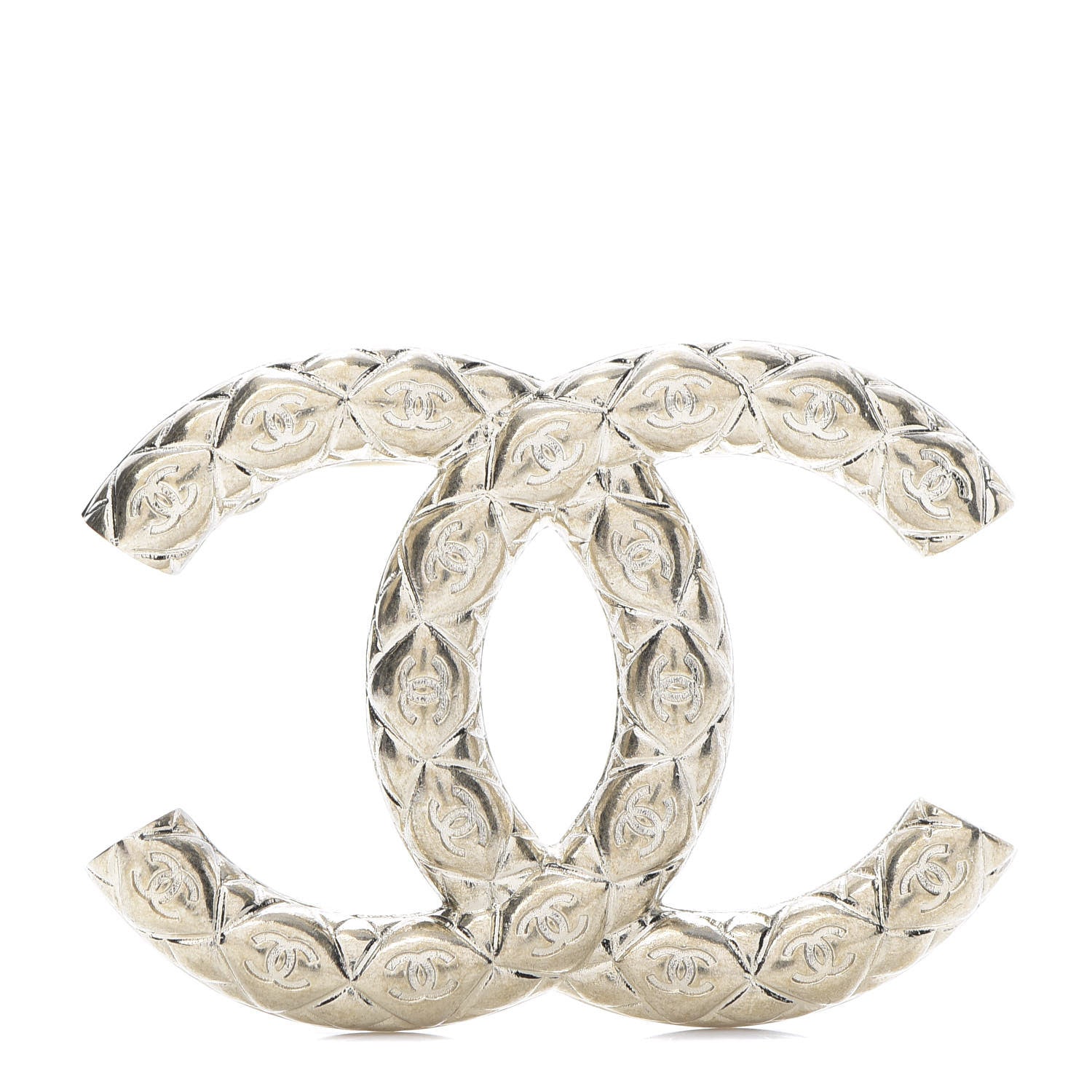 Chanel Metal CC Diamond Quilted Brooch Light Gold 1 of 5