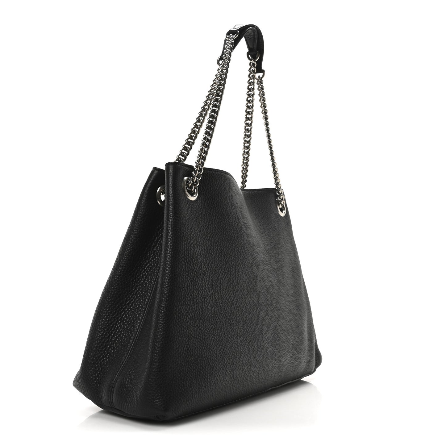 Pebbled Calfskin Studded Medium Soho Chain Shoulder Bag Black
