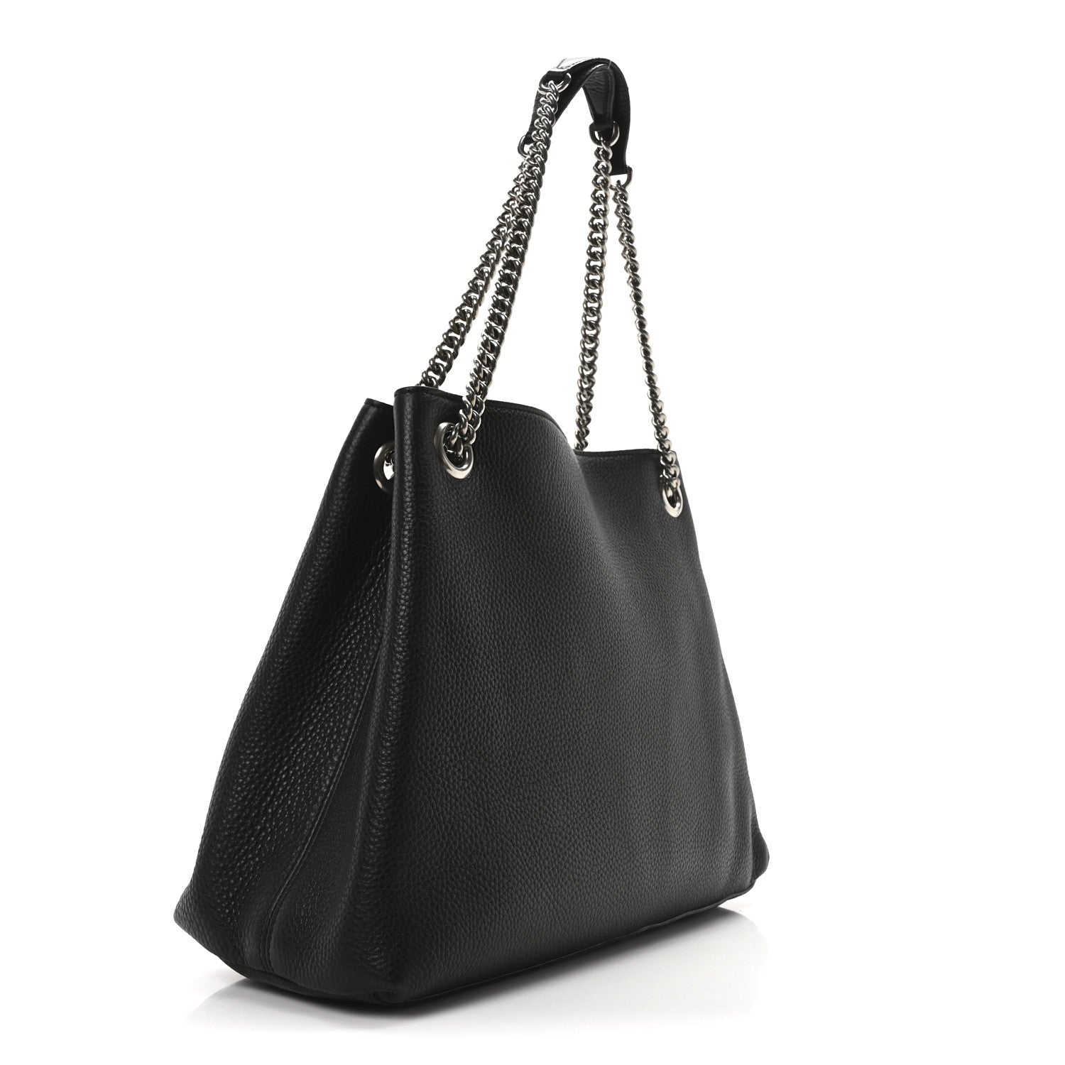 Gucci Pebbled Calfskin Studded Medium Soho Chain Shoulder Bag Black 3 of 11