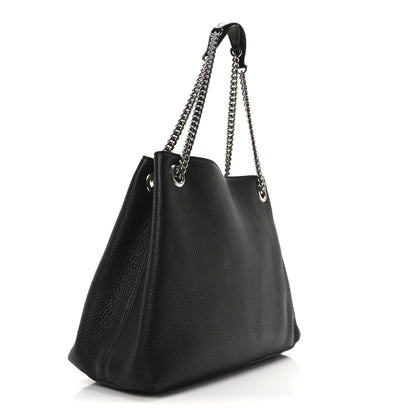 Gucci Pebbled Calfskin Studded Medium Soho Chain Shoulder Bag Black 3 of 11