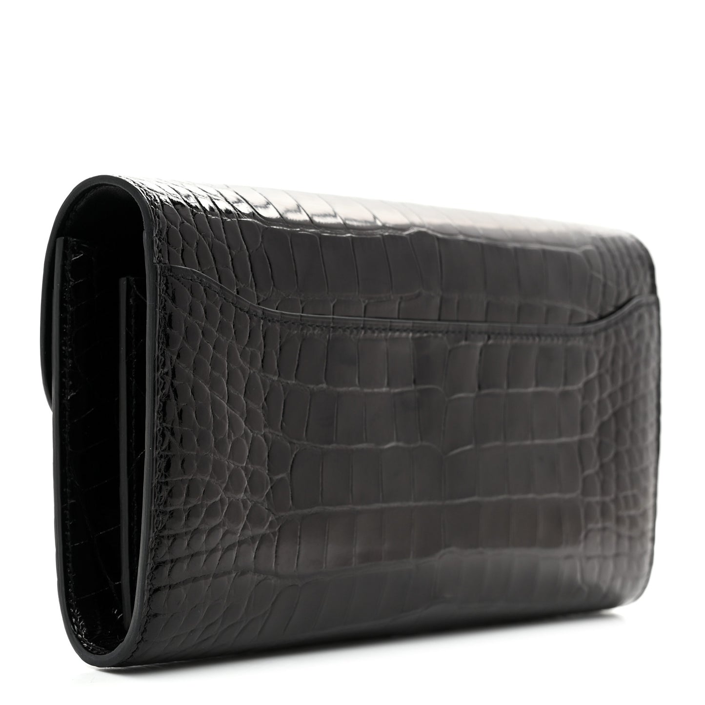 Shiny Alligator Enamel Constance Long Wallet To Go Black