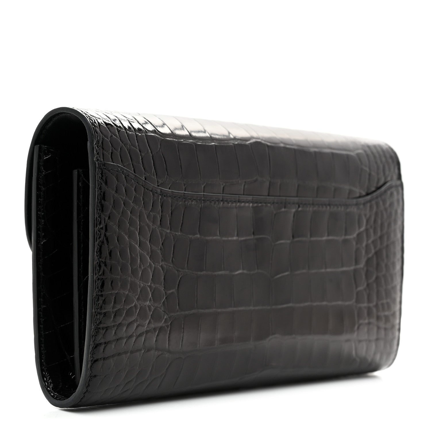 Hermes Shiny Alligator Enamel Constance Long Wallet To Go Black 3 of 10