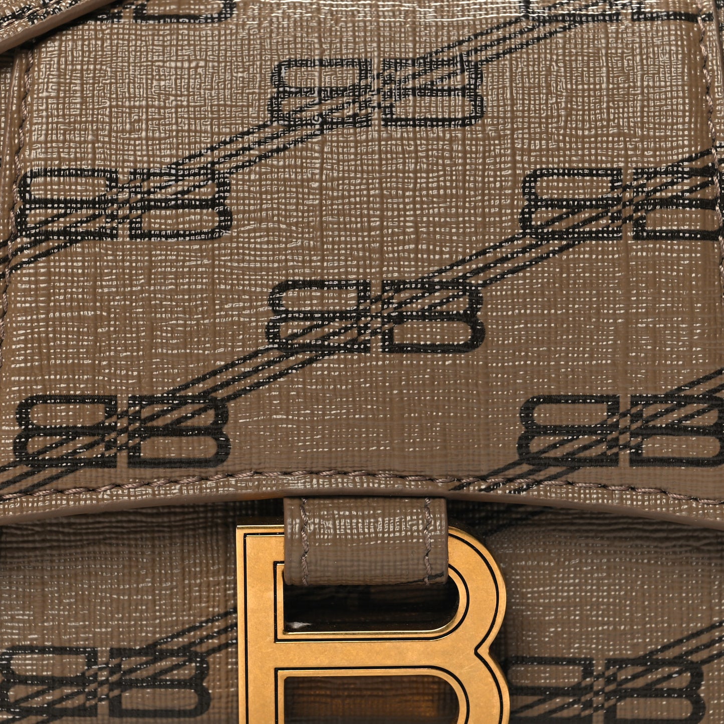 Coated Canvas BB Monogram Hourglass Top Handle Bag XS Beige Brown