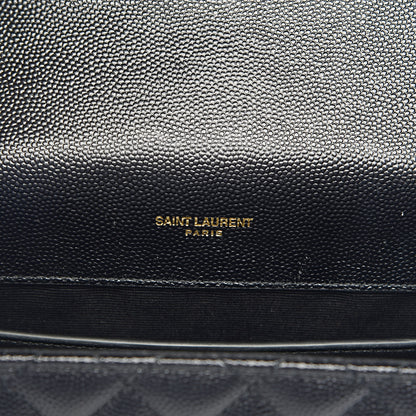 Saint Laurent Grain De Poudre Textured Mixed Matelasse Triquilt Medium Monogram Satchel Black 6 of 10