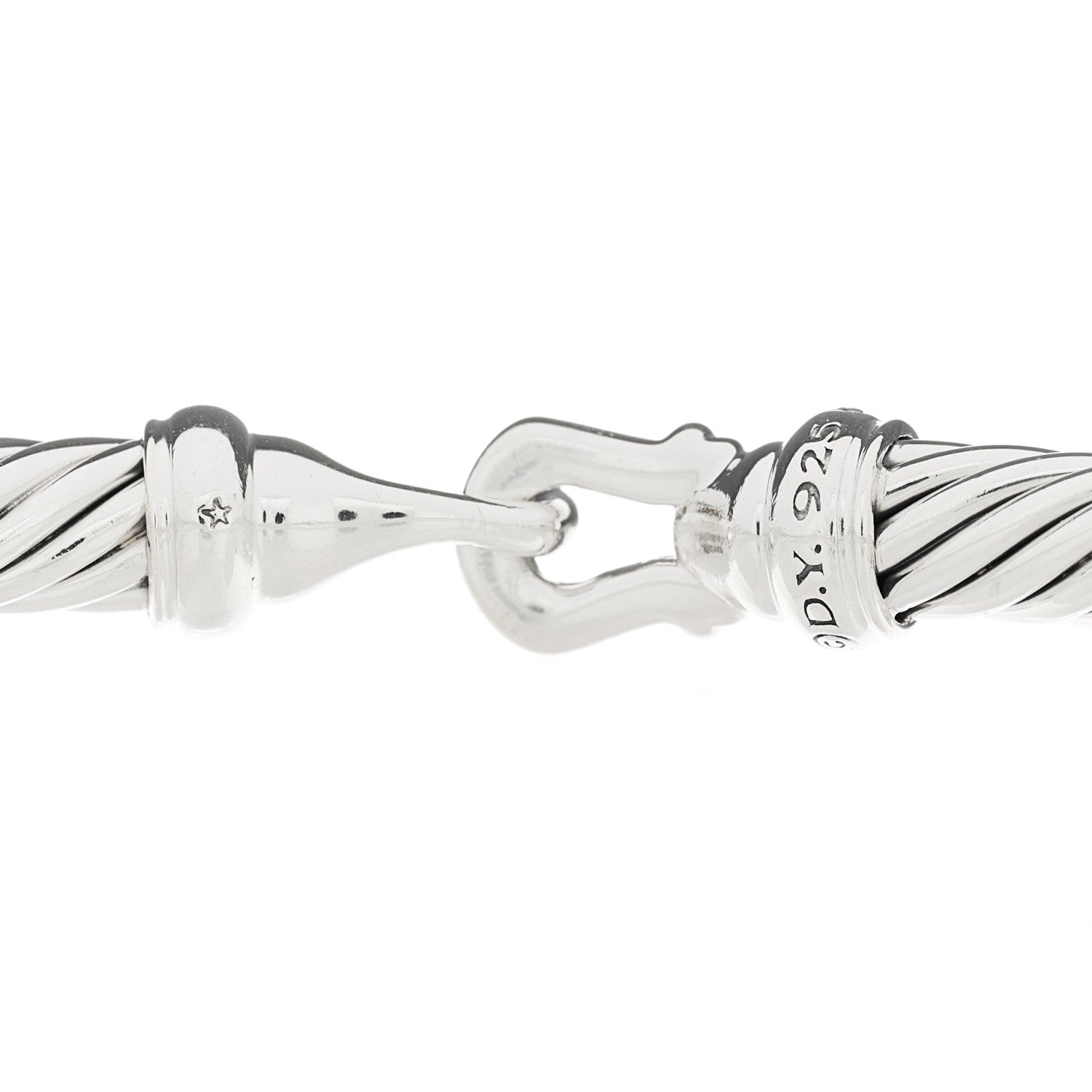 David Yurman Sterling Silver Diamond 5mm Cable Buckle Bracelet 3 of 4