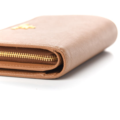 Prada Saffiano Metal Compact Wallet Caramel 7 of 11