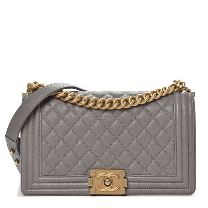 Chanel Caviar Quilted Medium Boy Flap Light Grey 1 of 12
