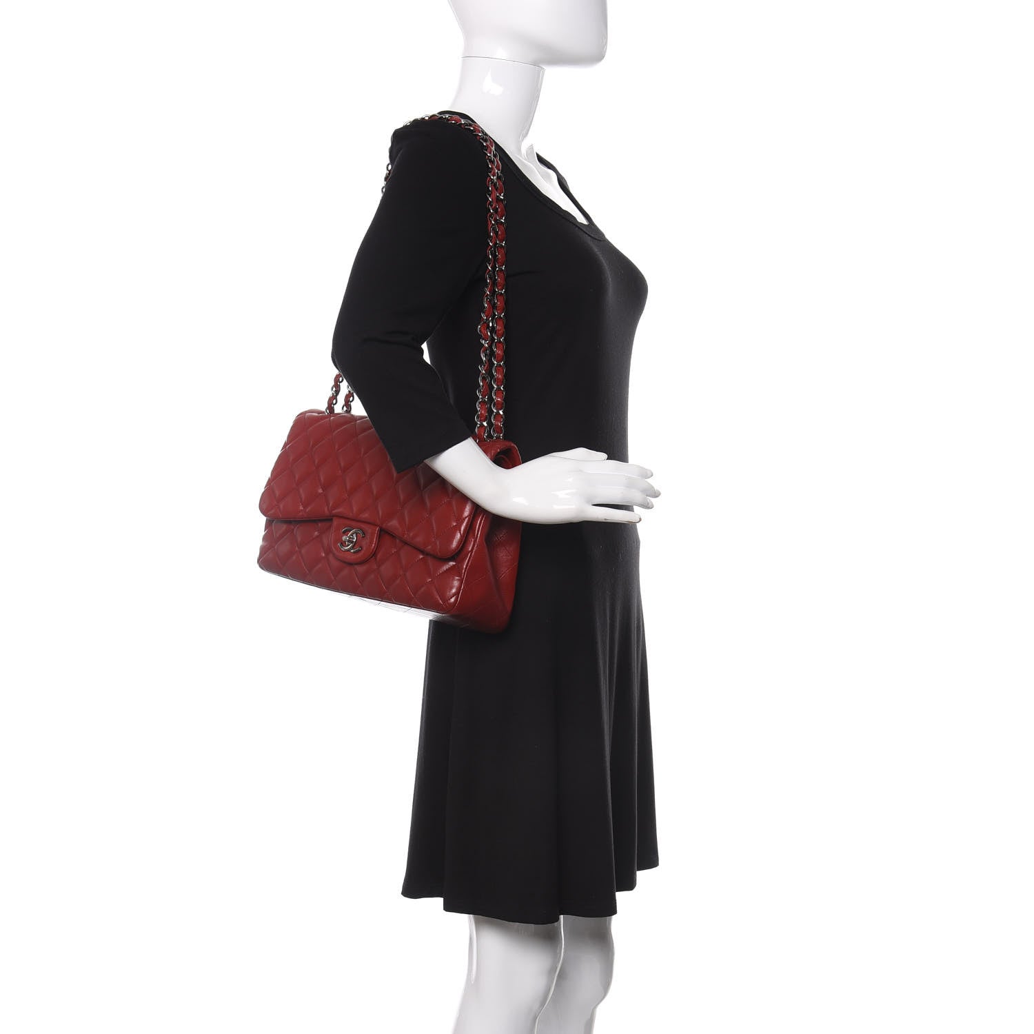 Chanel Lambskin Quilted Jumbo Double Flap Red 2 of 14