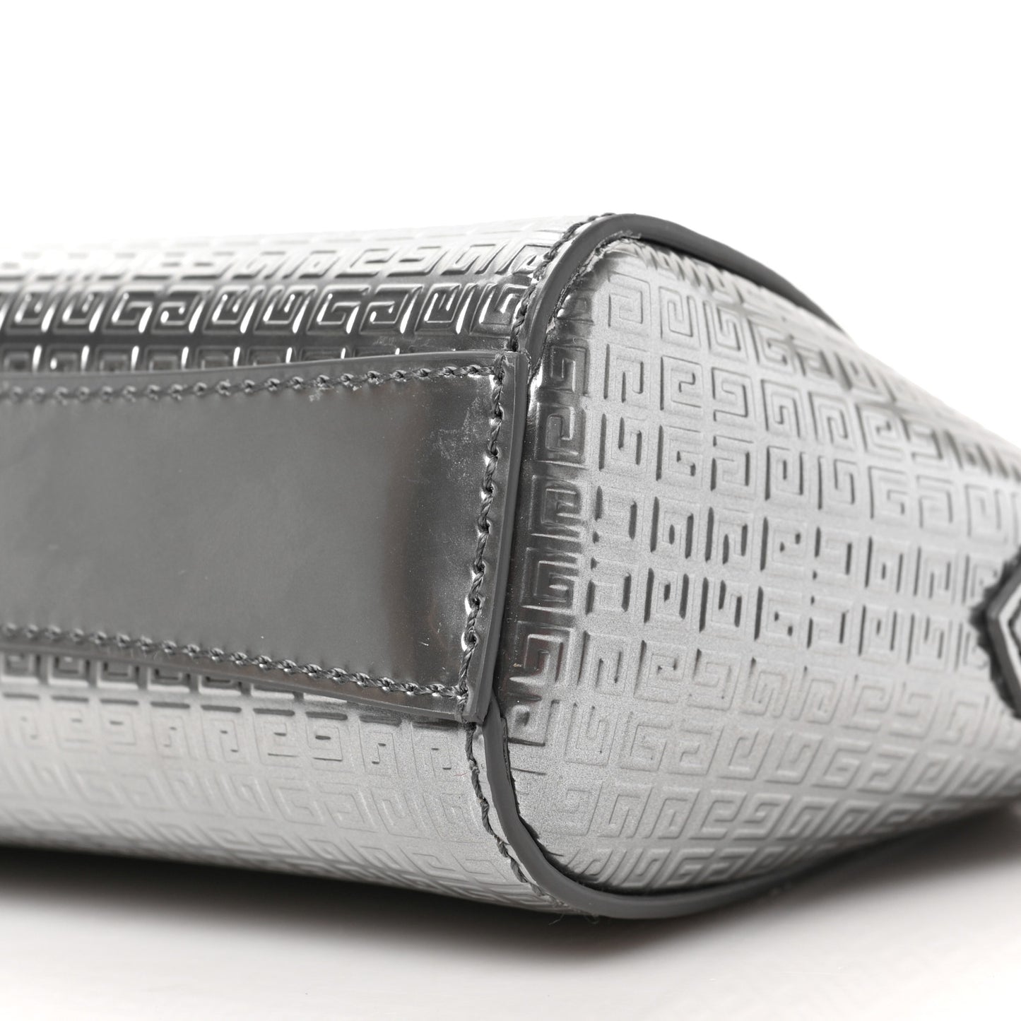 Metallic Calfskin 4G Embossed Nano Antigona Silver