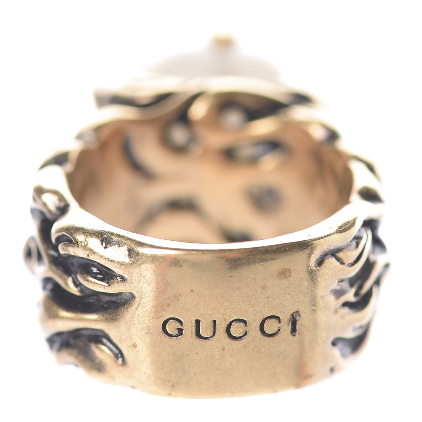 Metal Pearl Ring 6 Aged Gold