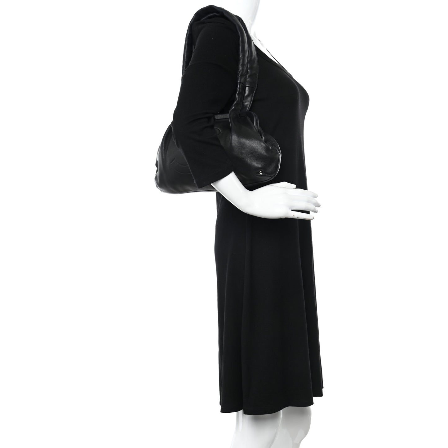 Lambskin Kiss Lock Frame Bag Black